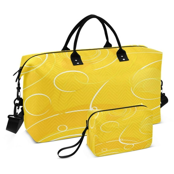 Travel Duffel Luggage Bag Sports Duffle Bag Gym Bag with Zipper Yellow Circles and Lines