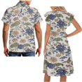 thumbnail image 5 of Garronmavis Chinoiserie Lotus Couples' Outfits Husban and Wife Clothing Mens Button Down Shirt Size 2XL Beach Blouse Tops and Flowy Womens V-neck Midi Hawaiian Dress, 5 of 7