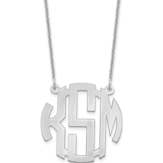 10K White Gold 10Kw Small Block Letter Circle Monogram Necklace Made In United States 10xna588w