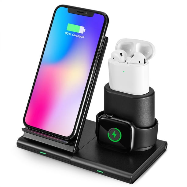 3 in 1 Qi Fast Charger Pad Stand Wireless Charging Station Dock for