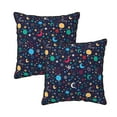 thumbnail image 1 of DouZhe Velvet Decorative Throw Pillow Covers Set of 2, Soft Square Cushion Cover with Invisible Zipper Cartoon Colorful Stars Moon Sun Printing, 20"x20", 1 of 6