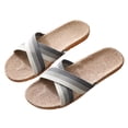 thumbnail image 3 of Home Slippers Indoor Slippers Open Toe Slippers for Women Linen Shoes Women House Slipper Men Summer Slippers Home Couple Indoor Slippers Linen Daily Slippers Men Slippers Gray 10.5, 3 of 5