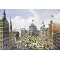 thumbnail image 2 of Currier and Ives 18x14 Gold Ornate Wood Framed with Double Matting Museum Art Print Titled - Broadway New York, 2 of 4