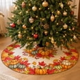 thumbnail image 2 of Fall Tree Skirt,Pumpkin Maple Leaf Pattern Circular Christmas Tree Base Decorative Cover for Home Seasonal Decor Livingroom Holiday Styling, 2 of 7