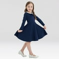 thumbnail image 2 of Zanarzt Robes pour Filles à Manches Longues Robe à Manches Longues pour Filles Décontractée Robe T-Shirt Vintage à Manches Longues pour Filles Bleu Marine, 7-8 Ans, 2 of 6