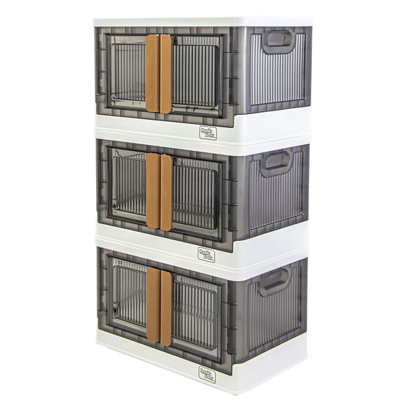 dbest products Quik Box - 8.4 Gallon 3 Pack Stackable Storage Bins with Doors.