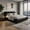 Black, variant on Queen Size Low Profile Upholstered Platform Bed with Oversized Padded Headboard, Soft Modern Luxury Cloud Bed with Slats Support and Solid Wood Frame for Bedroom