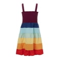thumbnail image 2 of Franhais Mother Daughter Matching Dress Rainbow Stripe Printed Spaghetti Strap Family Clothes, 2 of 9