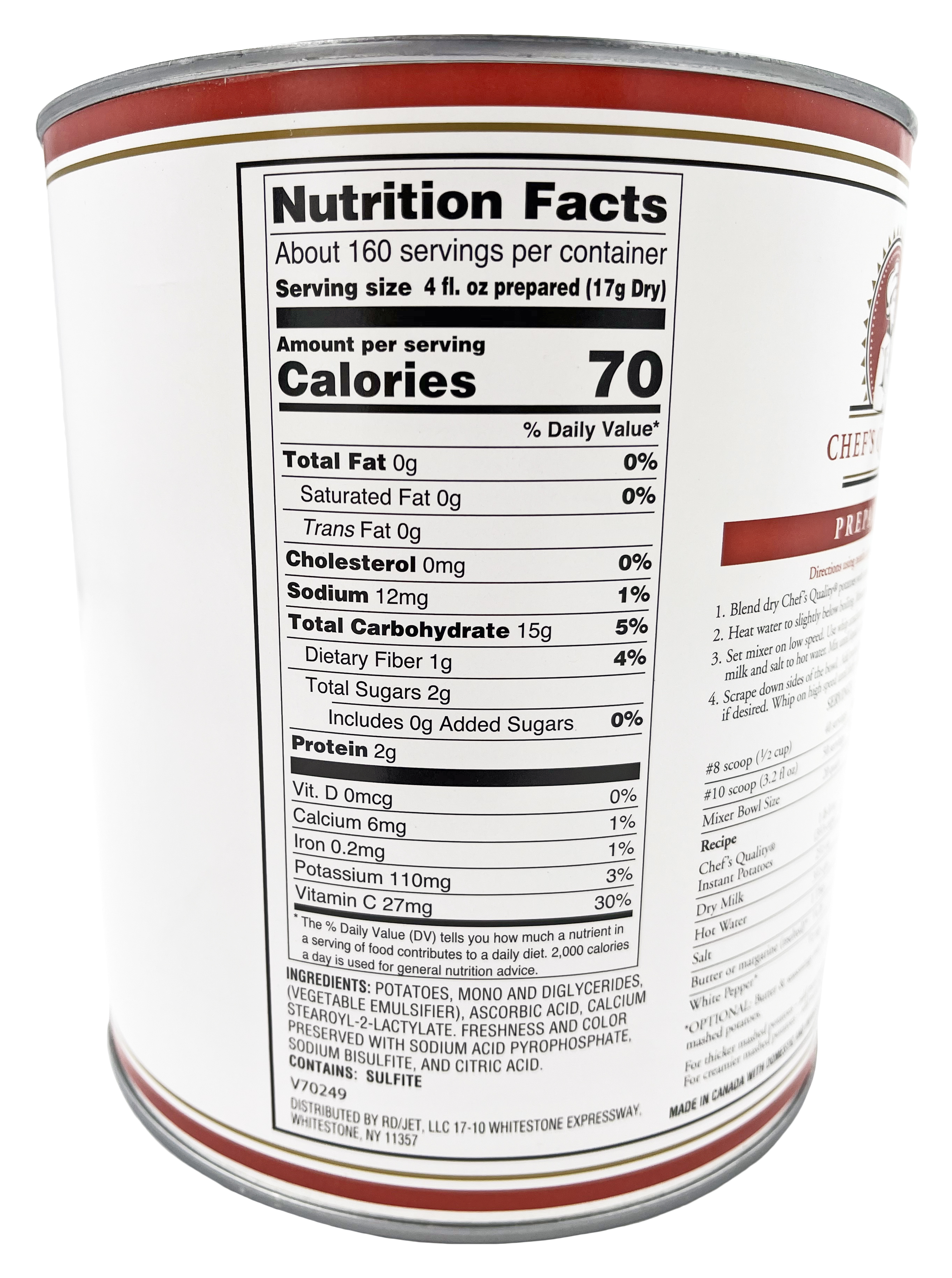 Chefs Quality Mashed Potato Granules | Kosher | 6 lb