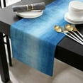 thumbnail image 3 of Blue Ombre Cotton Linen Table Runner 13 x 72 inch Vintage Chic Gradient Abstract Texture Art Non-slip Rectangular Dining Table Decor for Wedding Party Holiday Dinner, 3 of 8