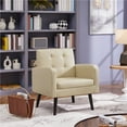 thumbnail image 2 of Yaheetech Modern Faux Leather Tufted Accent Chair,Beige, 2 of 9