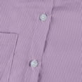 thumbnail image 6 of Fshiont Womens Smocked Cuffed Striped Boyfriend Shirt Casual Collar Long Sleeve Oversized Button Down Blouse Tops with Pocket Shirred Purple S, 6 of 6