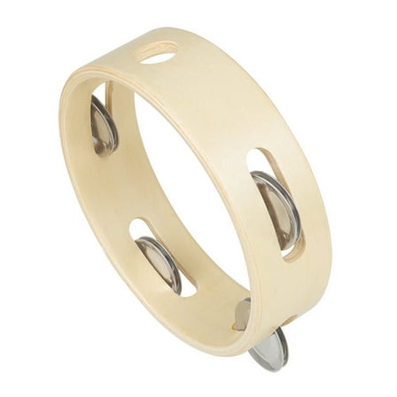 URTERYSER Wood Round Single Row Tambourines Handheld Percussion 6inch Tambourine Musical Instrument for Adults, Kids Color A