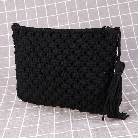 GOOHOCHY Bag Straw Woven Clutch Purse Cotton Tote Casual Handbag