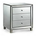 thumbnail image 2 of Tuke Mirrored Nightstand, Mirrored Nightstand, Bedroom Nightstand, MDF Nightstand, Mirrored Bedside Table, Silver Nightstand, Three Drawer Nightstand with Clear Knobs, 2 of 4