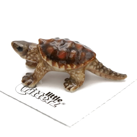 Little Critterz Alligator Snapping Turtle "Jaws" Reptile - Hand-painted Home Decor Reptile Decorative Figurine - Miniature Porcelain Figurine
