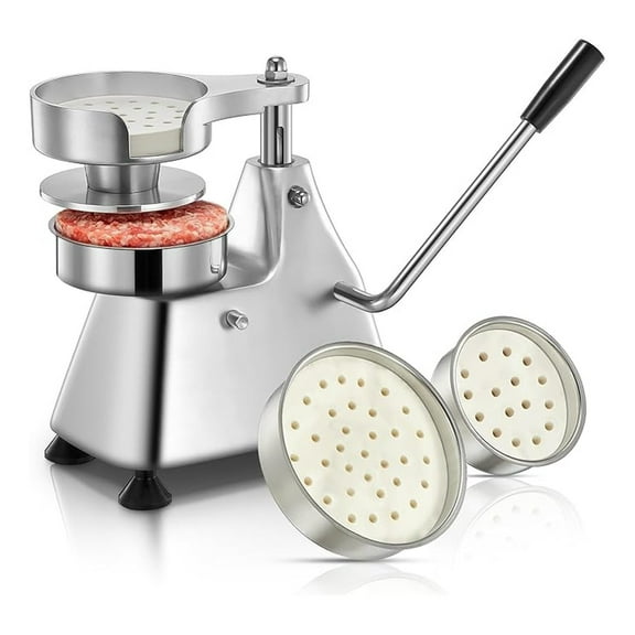 Burger Press Patty Maker, 3 in 1 Burger Patty Maker, 4/5/6-inch Stainless Steel Patty Maker with 1500 Pcs Patty Papers, Anti Slip Feet, Button