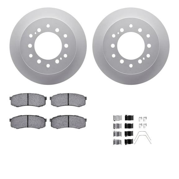 Dynamic Friction Company Rear Geospec Brake Rotors with Ultimate Duty Performance Brake Pads includes Hardware 4412-76010