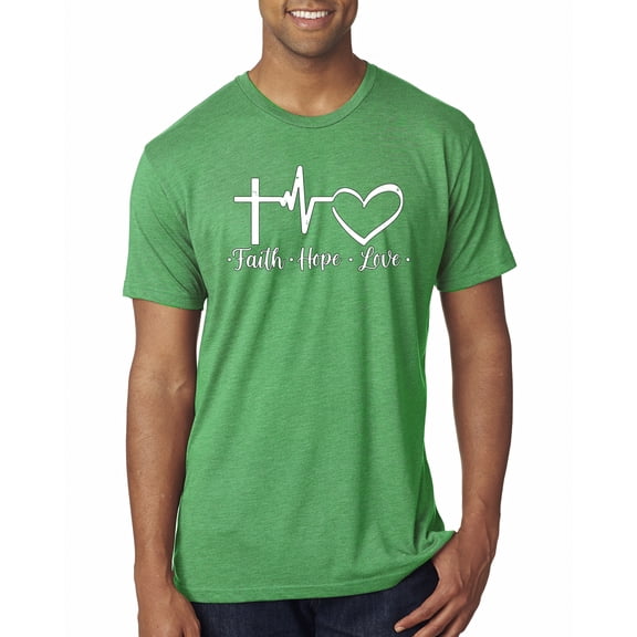 Wild Bobby, Faith.Hope.Love Heart Beat, Inspirational/Christian, Men Premium Tri Blend Tee, Envy, Small