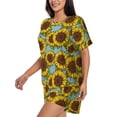 thumbnail image 2 of Naloa Sunflowers Women's Short-Sleeved Pajama Set, Loungewear, Summer pajamas, Breathable Cozy - Small, 2 of 9