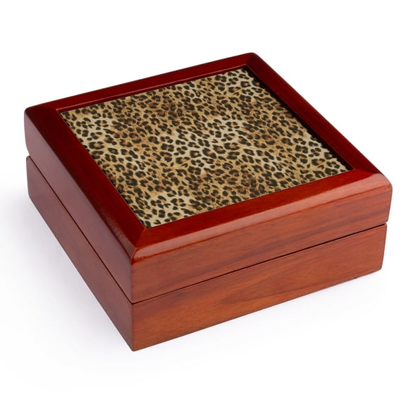 3dRose, Brown, tan, and black cheetah print, Jewelry Box 5.5x5.5 inch with 4 inch tile
