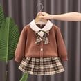 thumbnail image 3 of Conjunto de 2 piezas de suéter rojo de conejo para niñas, falda a cuadros JK, vestidos de fiesta de Navidad, ropa para niños de 1 a 6 años, trajes casuales, 3 of 4