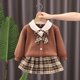 thumbnail image 4 of Conjunto de 2 piezas para niños y niñas, vestido de suéter rojo Conejo, falda JK a cuadros, vestidos de fiesta de Navidad, ropa informal para niños de 1 a 6 años, 4 of 4