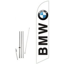 Cobb Promo Feather Flag White for BMW Auto Dealership with Complete 15ft Pole kit and Ground Spike