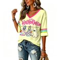 thumbnail image 2 of Women Halloween Shirt 2026 Oversized Cute Funny Plus Size 3/4 Sleeve Skeleton Printed Graphic, 2 of 3