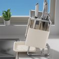 thumbnail image 1 of Stainless Steel Rotatable Kitchen Knife Holder with Drawable Water Tray, Multifunctional Countertop Storage Rack for Safe Knife and Chopstick Organization, 1 of 8