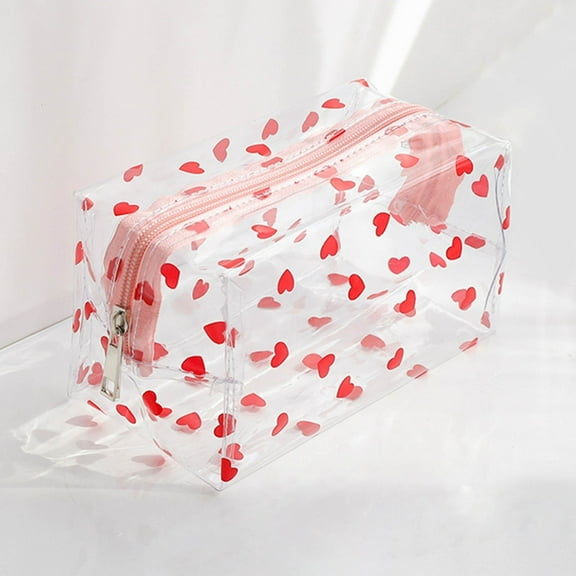 ZZkhGO Clear Makeup Bag Travel, Transparent Cosmetic Organizer Pouch, Flower Print Zipper Bag for Toiletries