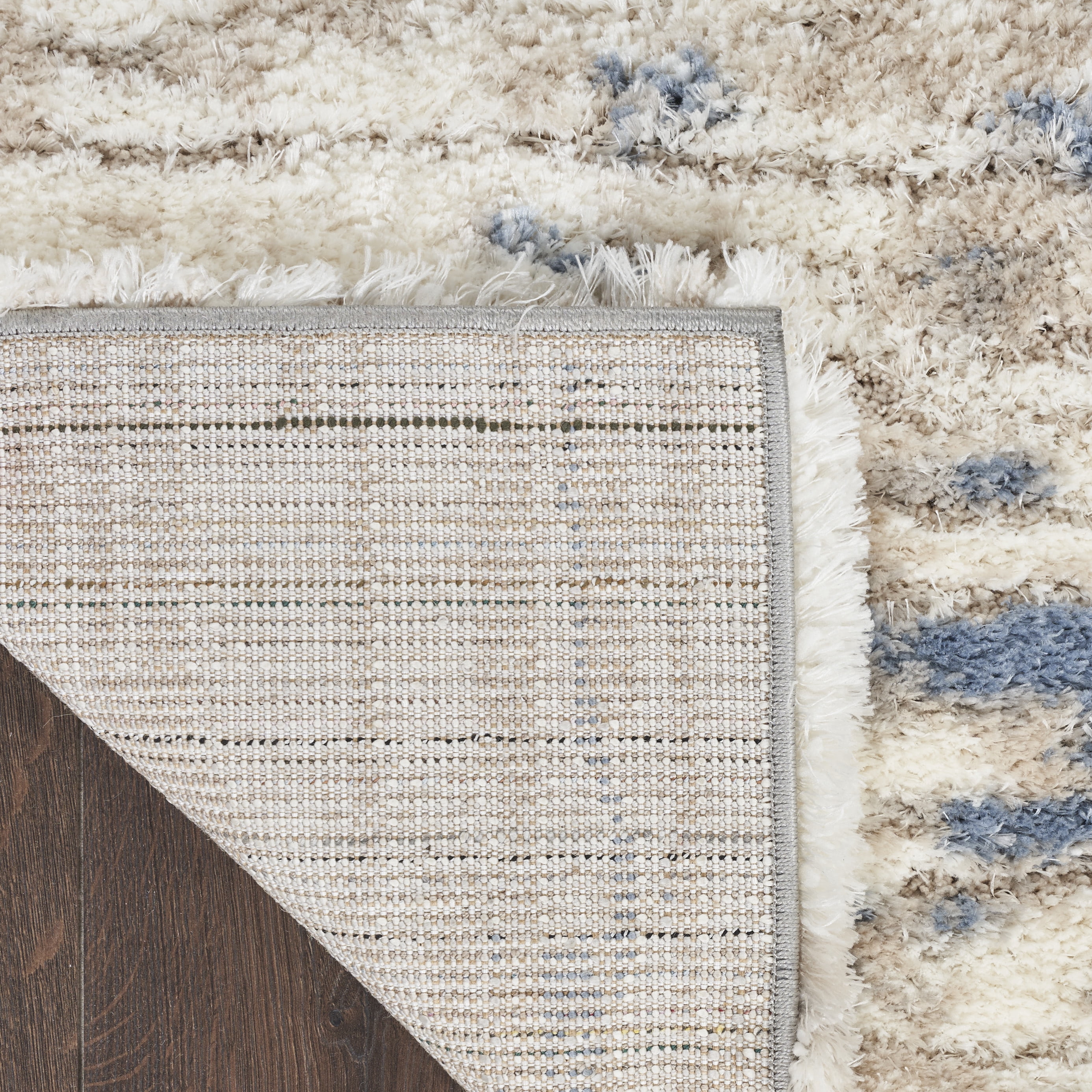 Nourison Luxurious Shag Light Blue Grey 4' x 6' Area Rug, Abstract, Plush, Bed Room, Living Room, Dining Room, Kitchen, Easy Cleaning, Non Shedding,