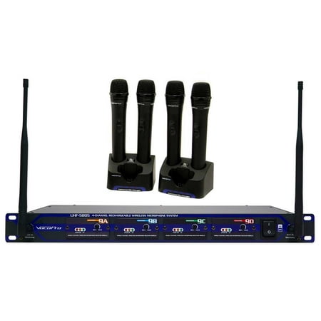 - Vocopro UHF-5805-4 Rechargable Wireless 4-Ch Handheld Microphone System w/Case