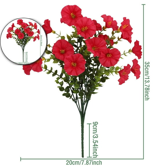 Dvruxg 4 Pcs Artificial Flowers for Outdoors UV Resistant Silk Flowers Outdoor Faux Plastic Wild Flowers Bush Faux Flowers for Planters Indoor Outside Garden Porch Pots Patio Decor