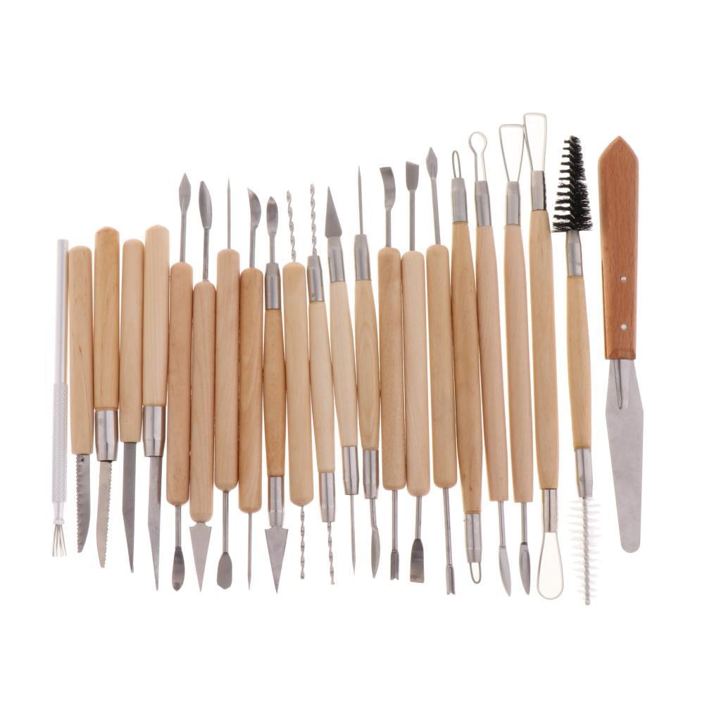 Milageto 5 Style Polymer Clay Tools,Modeling Clay Tools, Wooden Clay Tools, Wooden Handle 56Pcs