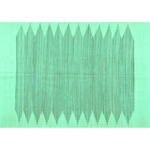 Ahgly Company Indoor Rectangle Solid Turquoise Blue Modern Area Rugs, 2' x 4'