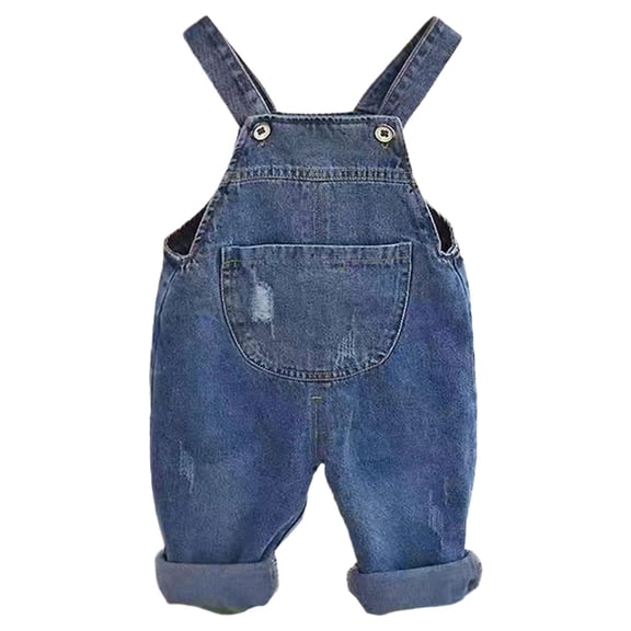 Yammkia Kids Overalls Denim Shortalls Summer Short Rompers With Pockets Cotton Jumpsuits 1-4 Years (Navy,3-4 Years)