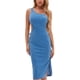thumbnail image 1 of VISgogo Vestido a media pierna con tirantes y un solo hombro para mujer, vestido ajustado con dobladillo recortado y elástico alto de color sólido para fiesta VISgogo  moda, 1 of 9
