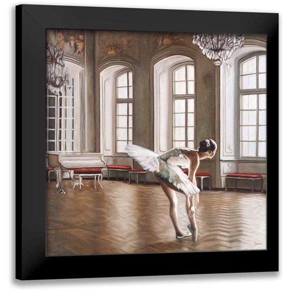 Benson, Pierre 12x12 Black Modern Framed Museum Art Print Titled - Rehearsing Ballerina