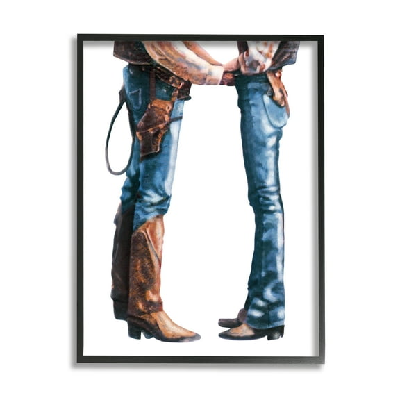 Stupell Industries Country Cowboy & Cowgirl Abstract Painting Black Framed Art Print Wall Art, 11 x 14
