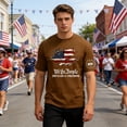 thumbnail image 5 of Patriotic USA Flag Graphic Tee for Men, 250 Years of Freedom 4th of July Casual Short Sleeve T-Shirt with Retro Print Coffee S, 5 of 7