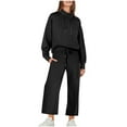 thumbnail image 1 of Timegard Workout Sets for Women Long Sleeve High Neck Sweatshirts Wide Leg Pants Fall Athletic Outfits, 1 of 6