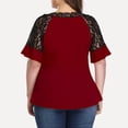 thumbnail image 5 of Fashion Plus Size Women’s Chiffon V-Neck Lace Patchwork Short Sleeve T-Shirt Top, Casual Elegant Blouse for Everyday Wear, Lightweight and Comfortable Summer Shirt, 5 of 7