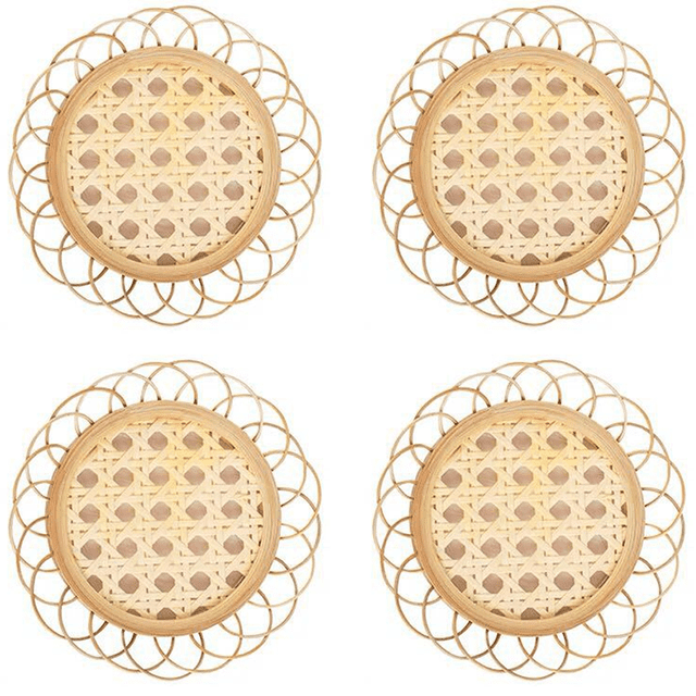 Posavasos de ratán hechos a mano para la decoración de la habitación Posavasos bohemios para la decoración de la sala de estar Posavasos de bambú para la decoración de ratán