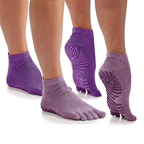 Gaiam Yoga Socks Grippy Non Slip Sticky Toe Grip Accessories for