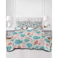 thumbnail image 3 of Teal Blue Red Coral King Size Down Alternative Comforter, Lightweight Comforter Quilt Bedding Set with Pillow Shams Coastal Nautical Summer Beach All Seasons Bed Comforter Duvet Insert 96"x106", 3 of 7