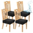 thumbnail image 1 of Uxcell 4-Pack Fundas Impermeables para Sillas de Comedor, Fundas de Asiento de Comedor Jacquard Elásticas Removibles y Lavables para Sillas Protectoras de Cocina/Hogar/Banquete [Negro], 1 of 1
