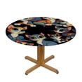 thumbnail image 3 of Wuche  Cute Cartoon Cat Round Fitted Tablecloth Elastic Edge Waterproof Oil-Proof Table Cover Stain-Resistant Table Cloth Fits Round Tables, 3 of 7