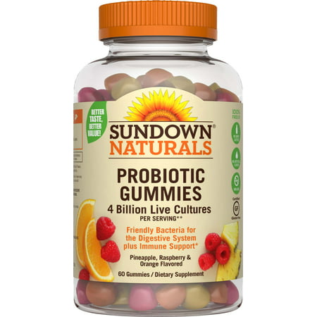 Sundown Naturals Probiotic Gummies, Pineapple Raspberry & Orange, 60