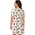 thumbnail image 2 of Bixox Watermelon And Kiwi Pattern Women's Nightgown, Soft & Breathable Sleepwear, Round Neck Knee-Length Pajama Dress,Loungewear for Home & Sleep, 2 of 7